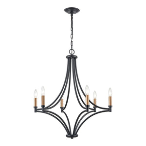 Atlas Spanish Villa 6-Light Chandelier - Elegant Mediterranean Design for Stunning Indoor Illumination Charcoal 26'' CL11339-BK