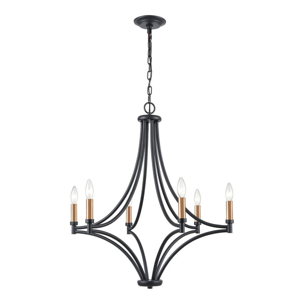 Atlas Spanish Villa 6-Light Chandelier - Elegant Mediterranean Design for Stunning Indoor Illumination Charcoal 26'' CL11339-BK