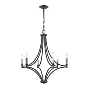Atlas Spanish Villa 6-Light Chandelier - Elegant Mediterranean Design for Stunning Indoor Illumination Charcoal 26'' CL11339-BK