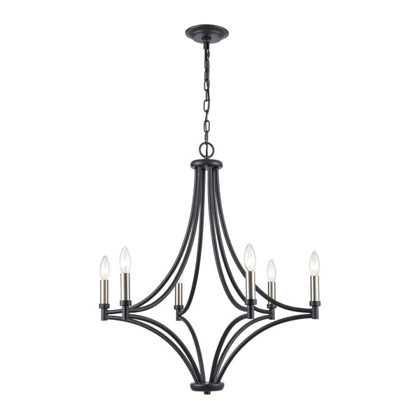 Atlas Spanish Villa 6-Light Chandelier - Elegant Mediterranean Design for Stunning Indoor Illumination Charcoal 26'' CL11339-BK