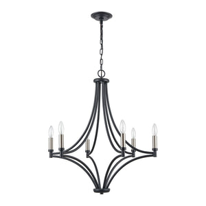 Atlas Spanish Villa 6-Light Chandelier - Elegant Mediterranean Design for Stunning Indoor Illumination Charcoal 26'' CL11339-BK