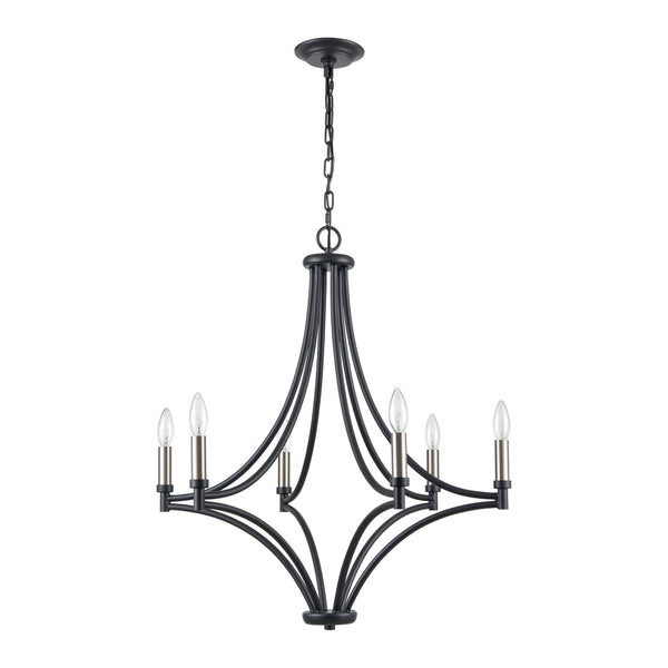 Atlas Spanish Villa 6-Light Chandelier - Elegant Mediterranean Design for Stunning Indoor Illumination Charcoal 26'' CL11339-BK