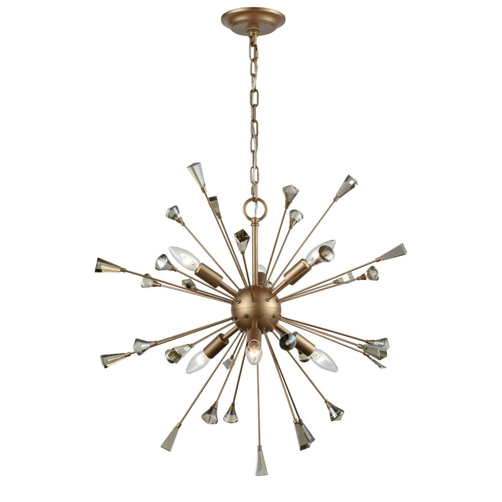 Atlas Sprigny 25'' Wide 6-Light Chandelier - Modern Starburst Design with Exquisite Crystal Accents Matte Gold CL11341-GD
