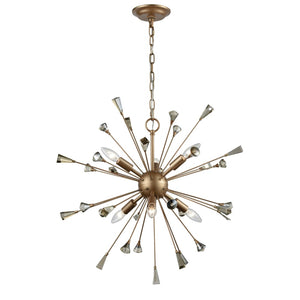 Atlas Sprigny 25'' Wide 6-Light Chandelier - Modern Starburst Design with Exquisite Crystal Accents Matte Gold CL11341-GD