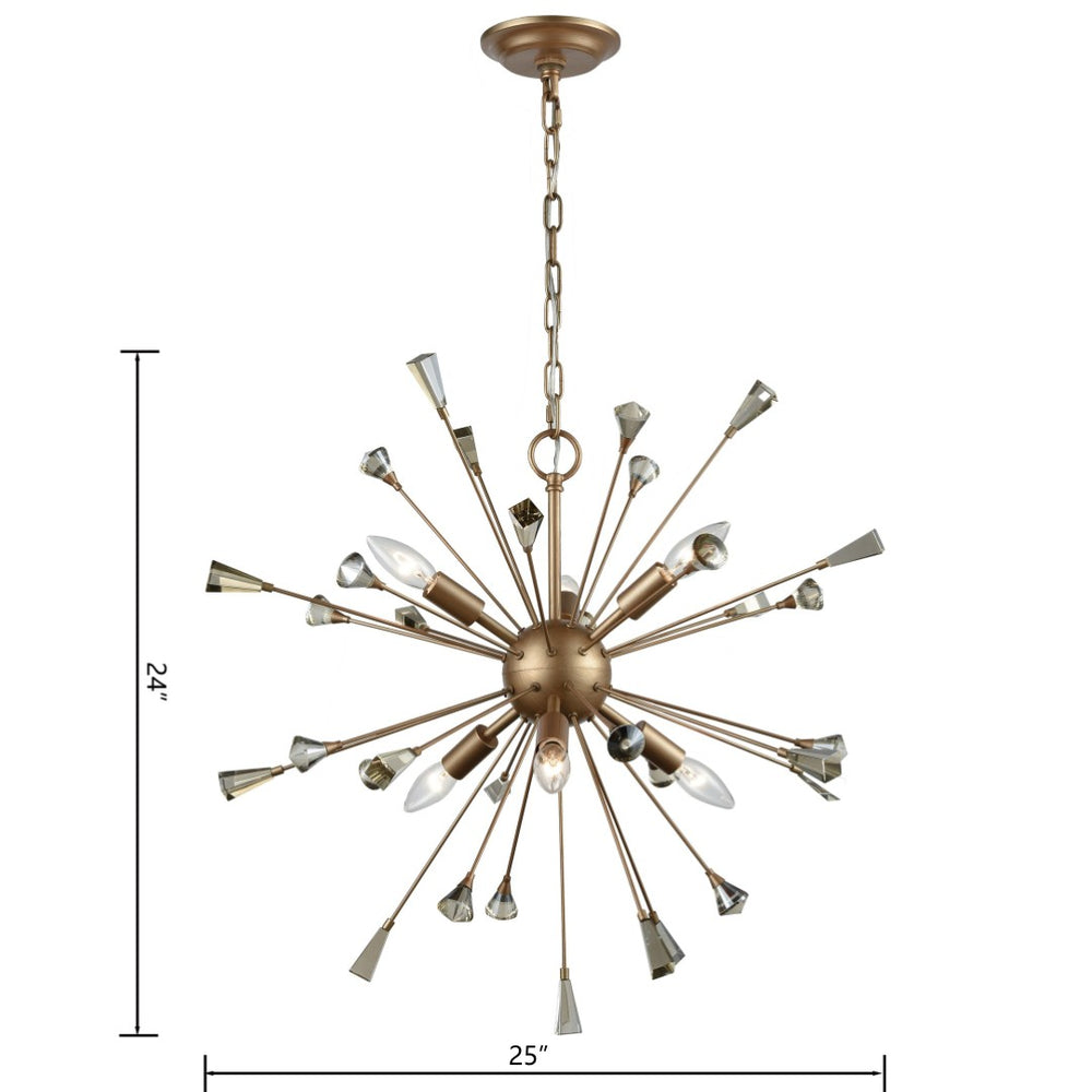 Atlas Sprigny 25'' Wide 6-Light Chandelier - Modern Starburst Design with Exquisite Crystal Accents Matte Gold CL11341-GD