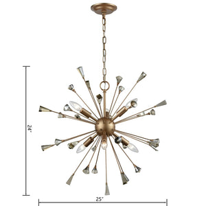 Atlas Sprigny 25'' Wide 6-Light Chandelier - Modern Starburst Design with Exquisite Crystal Accents Matte Gold CL11341-GD