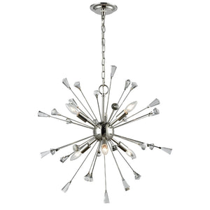 Atlas Sprigny 25'' Wide 6-Light Chandelier - Modern Starburst Design with Exquisite Crystal Accents Polished Nickel CL11341-NK