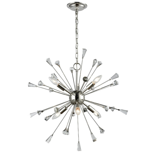 Atlas Sprigny 25'' Wide 6-Light Chandelier - Modern Starburst Design with Exquisite Crystal Accents Polished Nickel CL11341-NK