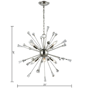Atlas Sprigny 25'' Wide 6-Light Chandelier - Modern Starburst Design with Exquisite Crystal Accents Polished Nickel CL11341-NK