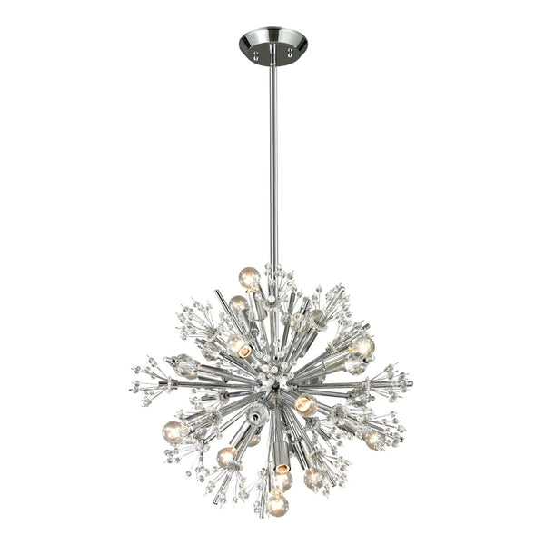 Atlas Starburst Chandelier - 15-Light Mid-Century Modern Design for Stunning Indoor Illumination & Style Polished Chrome 20'' CL11343-CH
