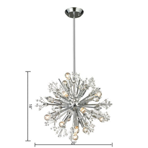 Atlas Starburst Chandelier - 15-Light Mid-Century Modern Design for Stunning Indoor Illumination & Style Polished Chrome 20'' CL11343-CH
