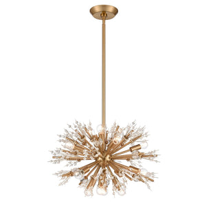 Atlas Starburst Chandelier - 15-Light Mid-Century Modern Design for Stunning Indoor Illumination & Style Satin Brass 20'' CL11343-GD