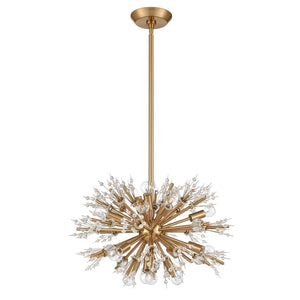 Atlas Starburst Chandelier - 15-Light Mid-Century Modern Design for Stunning Indoor Illumination & Style Satin Brass 20'' CL11343-GD