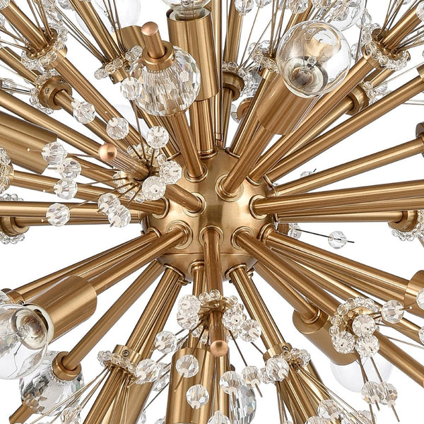 Atlas Starburst Chandelier - 15-Light Mid-Century Modern Design for Stunning Indoor Illumination & Style Satin Brass 20'' CL11343-GD