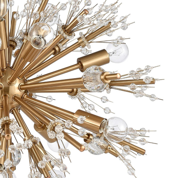 Atlas Starburst Chandelier - 15-Light Mid-Century Modern Design for Stunning Indoor Illumination & Style Satin Brass 20'' CL11343-GD