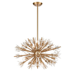 Atlas Starburst Chandelier - 15-Light Mid-Century Modern Design for Stunning Indoor Illumination & Style Satin Brass 26'' CL11344-GD