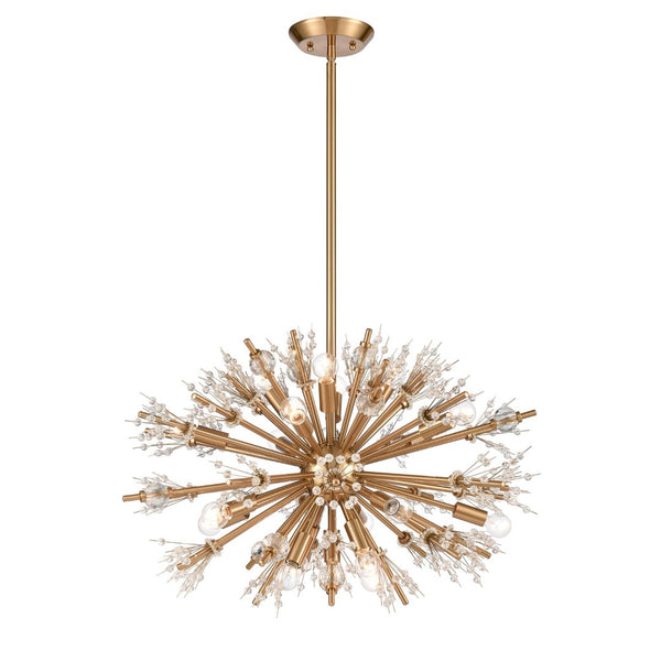 Atlas Starburst Chandelier - 15-Light Mid-Century Modern Design for Stunning Indoor Illumination & Style Satin Brass 26'' CL11344-GD
