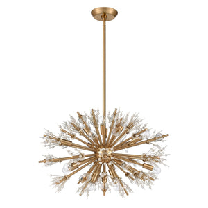 Atlas Starburst Chandelier - 15-Light Mid-Century Modern Design for Stunning Indoor Illumination & Style Satin Brass 26'' CL11344-GD