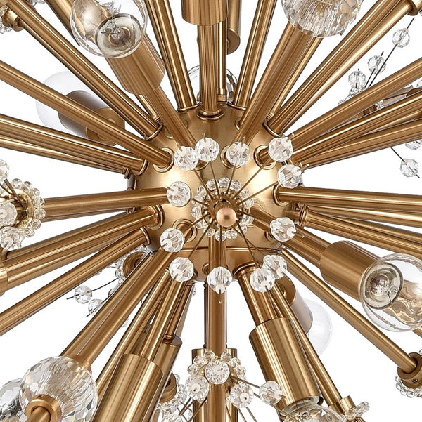 Atlas Starburst Chandelier - 15-Light Mid-Century Modern Design for Stunning Indoor Illumination & Style Satin Brass 26'' CL11344-GD
