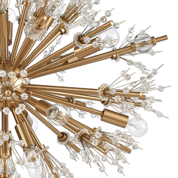 Atlas Starburst Chandelier - 15-Light Mid-Century Modern Design for Stunning Indoor Illumination & Style Satin Brass 26'' CL11344-GD