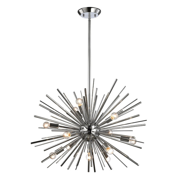 Atlas Starburst Chandelier - 15-Light Mid-Century Modern Design for Stunning Indoor Illumination & Style Polished Chrome 27'' CL11345-CH