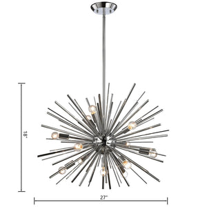 Atlas Starburst Chandelier - 15-Light Mid-Century Modern Design for Stunning Indoor Illumination & Style Polished Chrome 27'' CL11345-CH