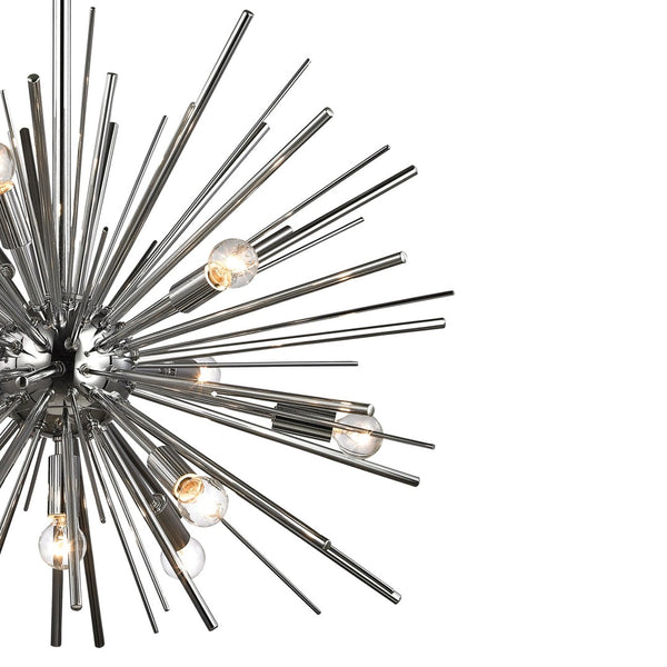 Atlas Starburst Chandelier - 15-Light Mid-Century Modern Design for Stunning Indoor Illumination & Style Polished Chrome 27'' CL11345-CH