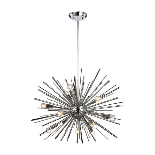 Atlas Starburst Chandelier - 15-Light Mid-Century Modern Design for Stunning Indoor Illumination & Style Polished Chrome 27'' CL11345-CH