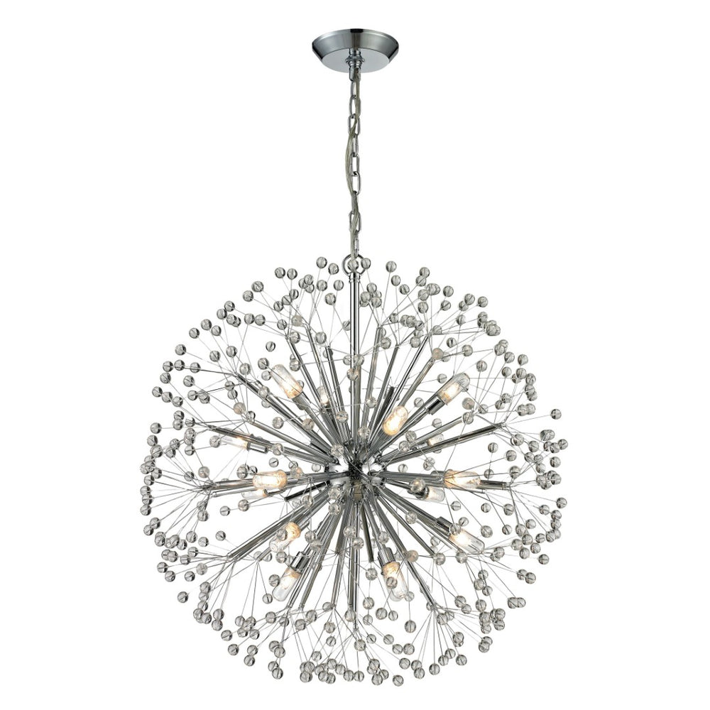 Atlas Starburst Chandelier - Iconic Mid-Century Modern Design with 16 Lights & Crystal Sphere Accents Polished Chrome 27'' CL11346-CH