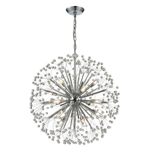 Atlas Starburst Chandelier - Iconic Mid-Century Modern Design with 16 Lights & Crystal Sphere Accents Polished Chrome 27'' CL11346-CH