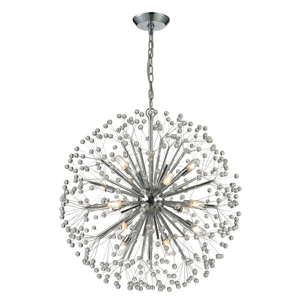 Atlas Starburst Chandelier - Iconic Mid-Century Modern Design with 16 Lights & Crystal Sphere Accents Polished Chrome 27'' CL11346-CH