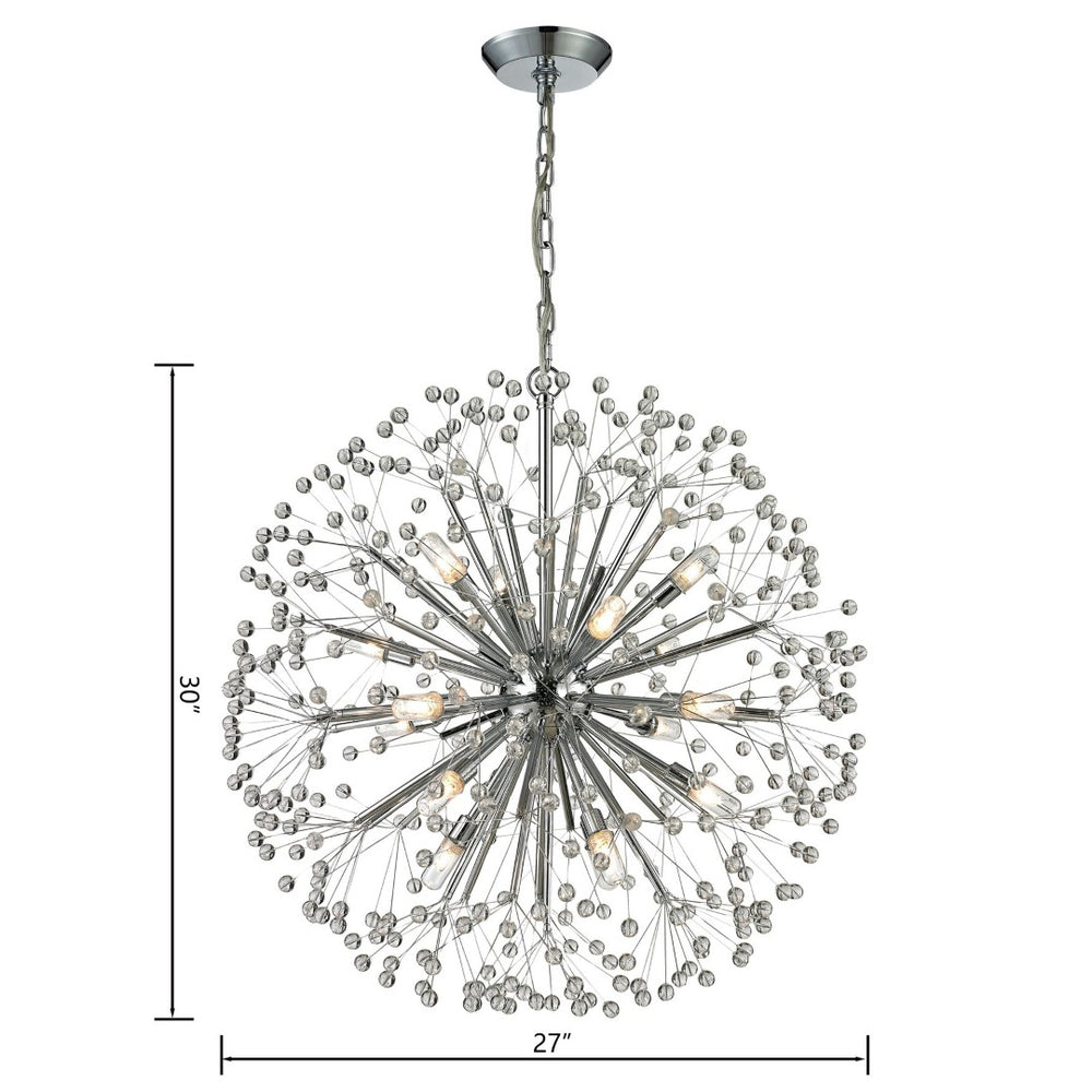Atlas Starburst Chandelier - Iconic Mid-Century Modern Design with 16 Lights & Crystal Sphere Accents Polished Chrome 27'' CL11346-CH
