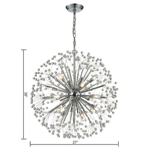 Atlas Starburst Chandelier - Iconic Mid-Century Modern Design with 16 Lights & Crystal Sphere Accents Polished Chrome 27'' CL11346-CH