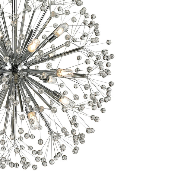 Atlas Starburst Chandelier - Iconic Mid-Century Modern Design with 16 Lights & Crystal Sphere Accents Polished Chrome 27'' CL11346-CH