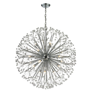 Atlas Starburst Chandelier - Iconic Mid-Century Modern Design with 16 Lights & Crystal Sphere Accents Polished Chrome 36'' CL11347-CH