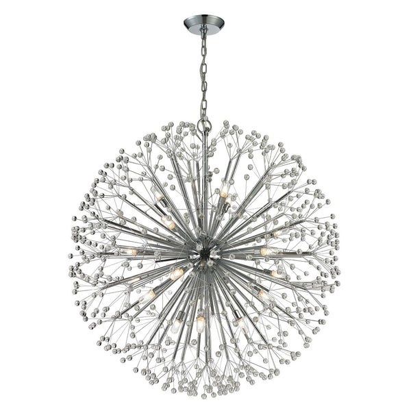 Atlas Starburst Chandelier - Iconic Mid-Century Modern Design with 16 Lights & Crystal Sphere Accents Polished Chrome 36'' CL11347-CH