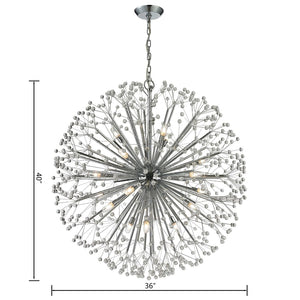 Atlas Starburst Chandelier - Iconic Mid-Century Modern Design with 16 Lights & Crystal Sphere Accents Polished Chrome 36'' CL11347-CH