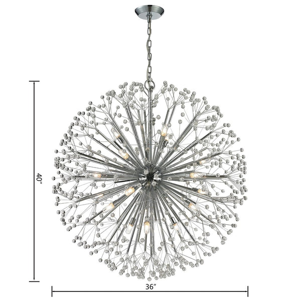 Atlas Starburst Chandelier - Iconic Mid-Century Modern Design with 16 Lights & Crystal Sphere Accents Polished Chrome 36'' CL11347-CH