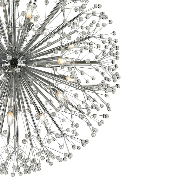 Atlas Starburst Chandelier - Iconic Mid-Century Modern Design with 16 Lights & Crystal Sphere Accents Polished Chrome 36'' CL11347-CH