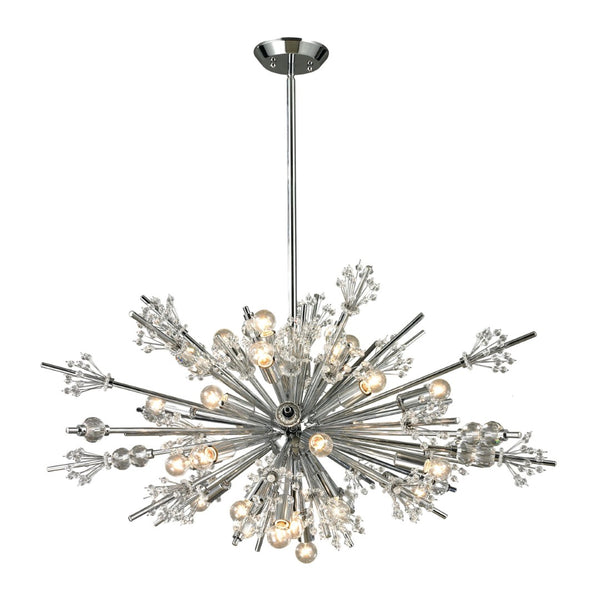 Atlas Starburst Chandelier - 15-Light Mid-Century Modern Design for Stunning Indoor Illumination & Style Polished Chrome 36'' CL11348-CH