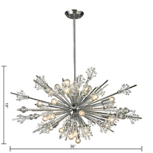 Atlas Starburst Chandelier - 15-Light Mid-Century Modern Design for Stunning Indoor Illumination & Style Polished Chrome 36'' CL11348-CH