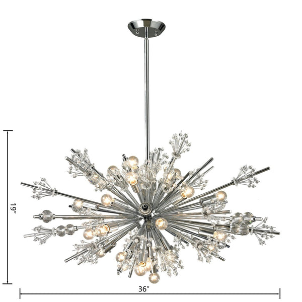 Atlas Starburst Chandelier - 15-Light Mid-Century Modern Design for Stunning Indoor Illumination & Style Polished Chrome 36'' CL11348-CH