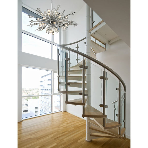 Atlas Starburst Chandelier - 15-Light Mid-Century Modern Design for Stunning Indoor Illumination & Style Polished Chrome 36'' CL11348-CH