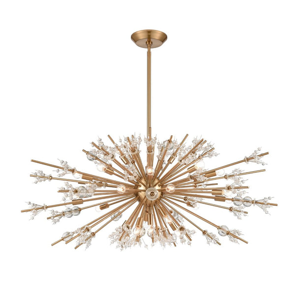 Atlas Starburst Chandelier - 15-Light Mid-Century Modern Design for Stunning Indoor Illumination & Style Satin Brass 48'' CL11349-BS