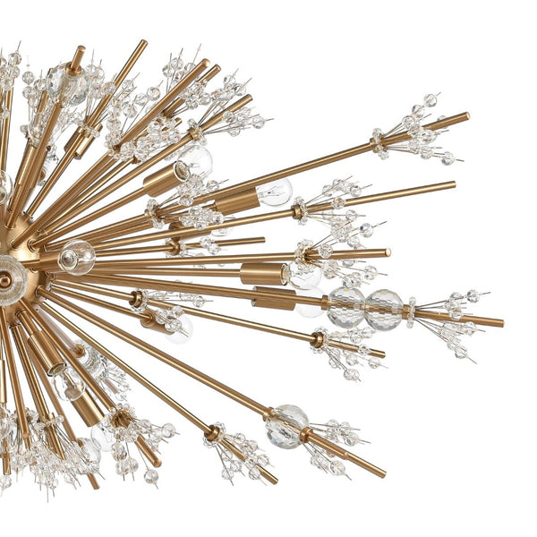 Atlas Starburst Chandelier - 15-Light Mid-Century Modern Design for Stunning Indoor Illumination & Style Satin Brass 48'' CL11349-BS