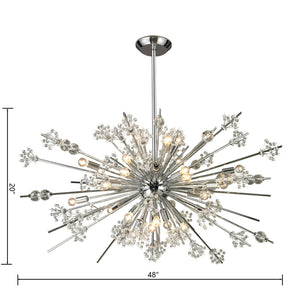 Atlas Starburst Chandelier - 15-Light Mid-Century Modern Design for Stunning Indoor Illumination & Style Polished Chrome 48'' CL11349-CH