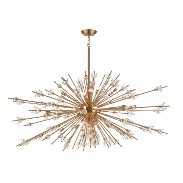 Atlas Starburst Chandelier - 15-Light Mid-Century Modern Design for Stunning Indoor Illumination & Style Satin Brass 72'' CL11350-BS