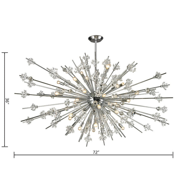 Atlas Starburst Chandelier - 15-Light Mid-Century Modern Design for Stunning Indoor Illumination & Style Polished Chrome 72'' CL11350-CH