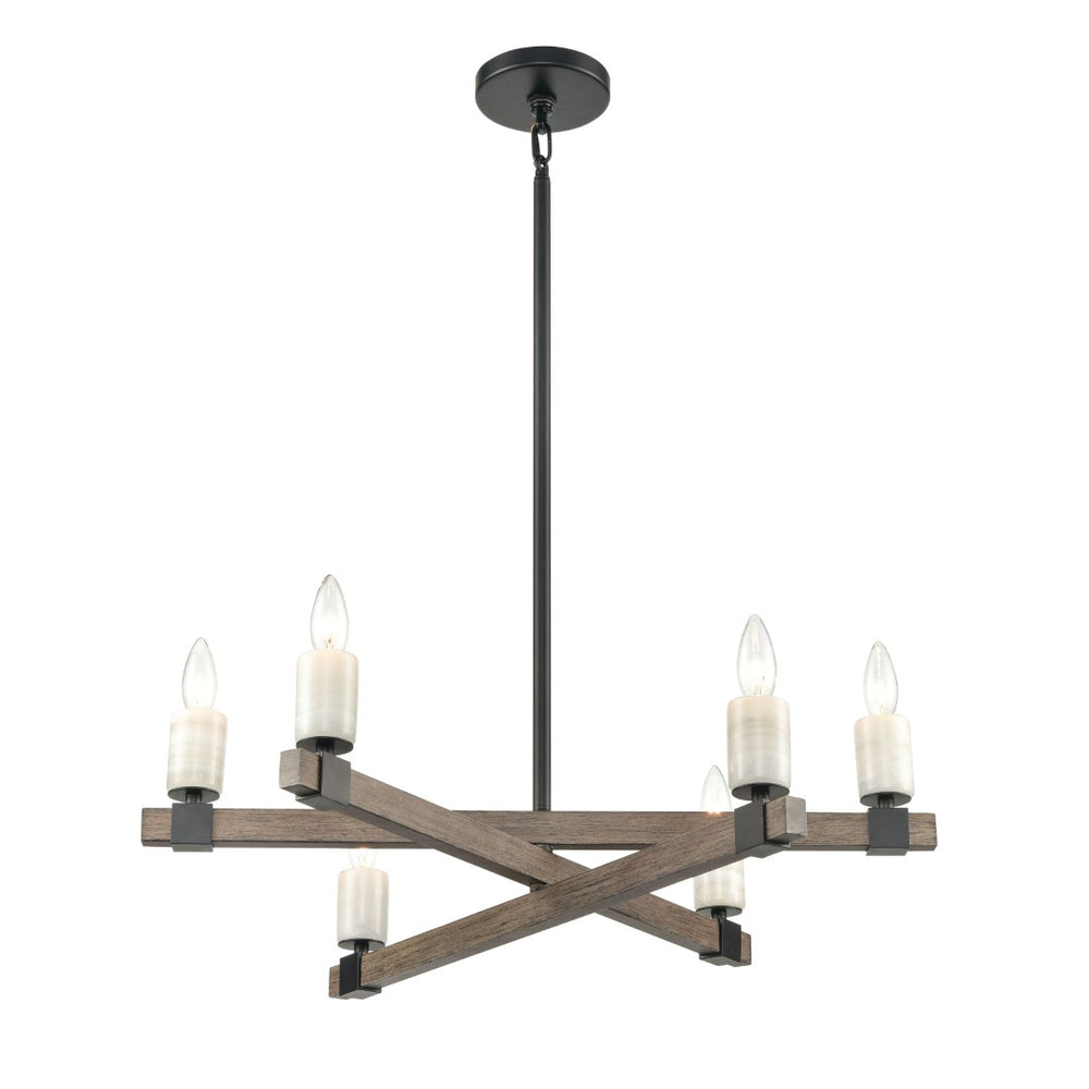 Atlas Stone Manor 27" Wide Six-Light Chandelier - Elegant Matte Black Design for Modern & Classic Spaces CL11351-BK