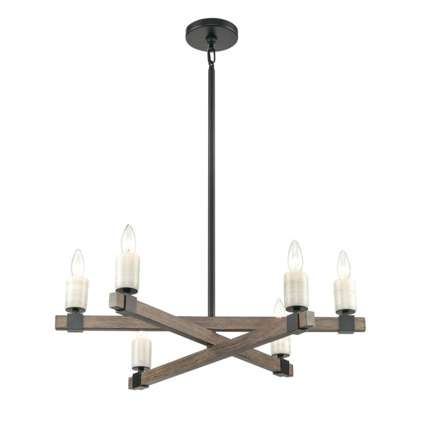 Atlas Stone Manor 27" Wide Six-Light Chandelier - Elegant Matte Black Design for Modern & Classic Spaces CL11351-BK